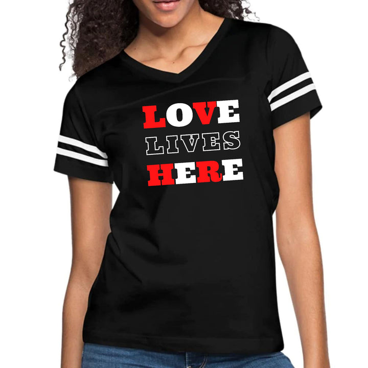 Womens Vintage Sport Graphic T-shirt - Love Lives Here Christian