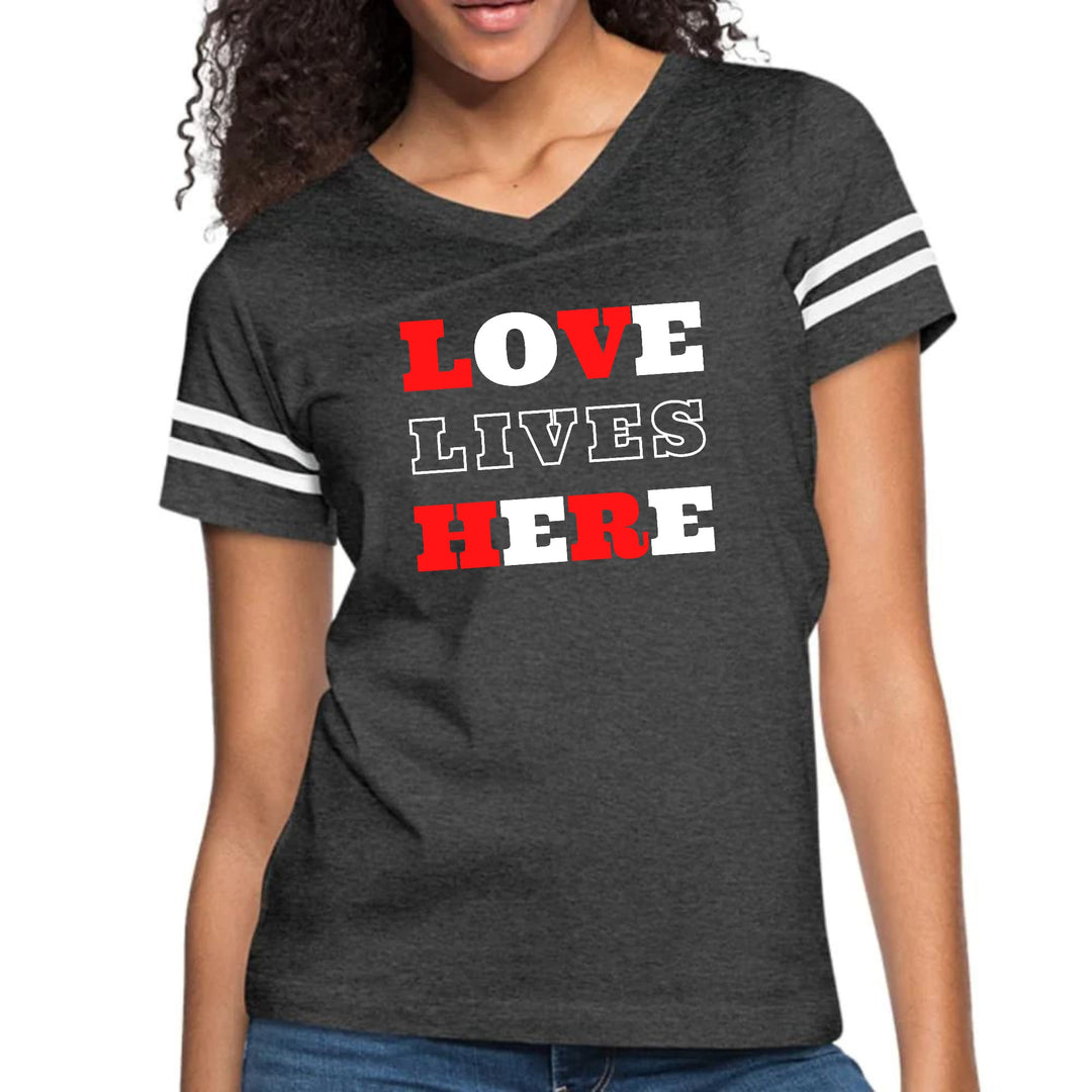 Womens Vintage Sport Graphic T-shirt - Love Lives Here Christian