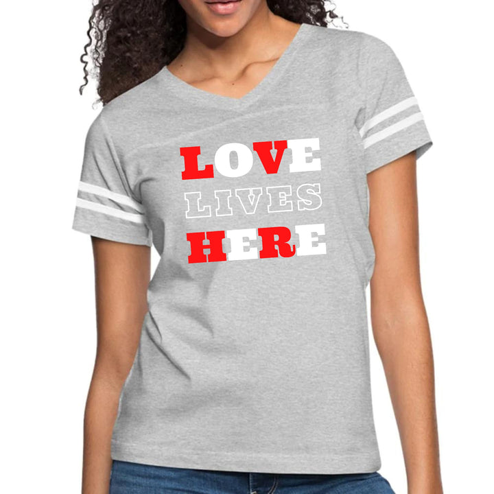 Womens Vintage Sport Graphic T-shirt - Love Lives Here Christian