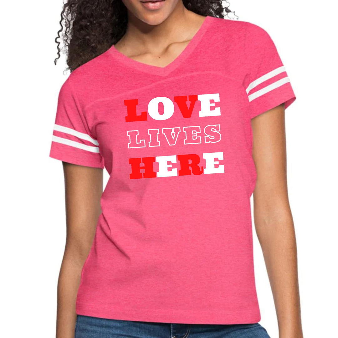 Womens Vintage Sport Graphic T-shirt - Love Lives Here Christian