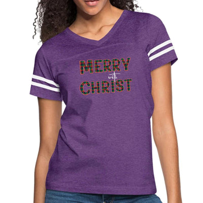 Womens Vintage Sport Graphic T-shirt Merry With Christ Red - Womens | T-Shirts