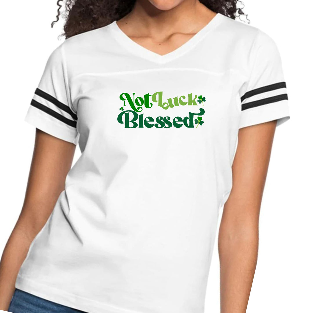 Womens Vintage Sport Graphic T-shirt - not Luck Blessed