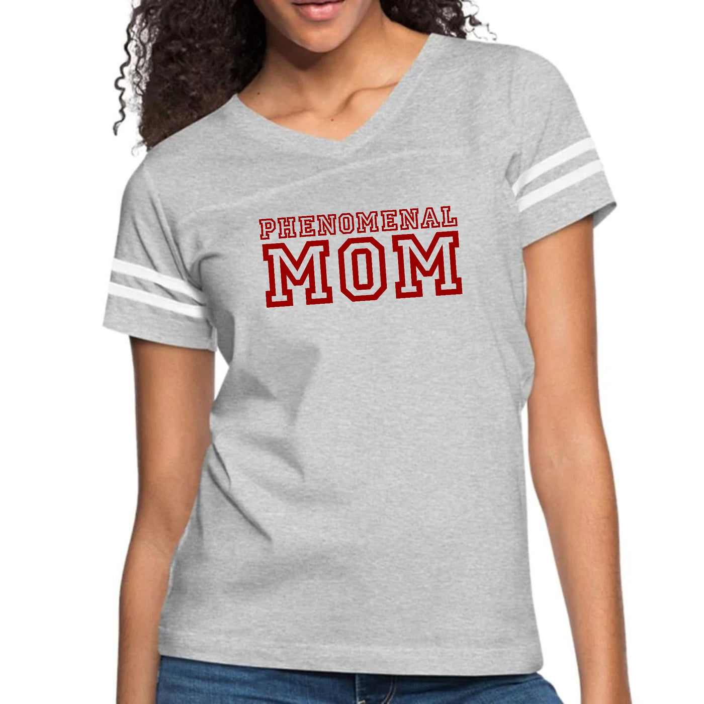 Womens Vintage Sport Graphic T-shirt Phenomenal Mom Red Print - Womens