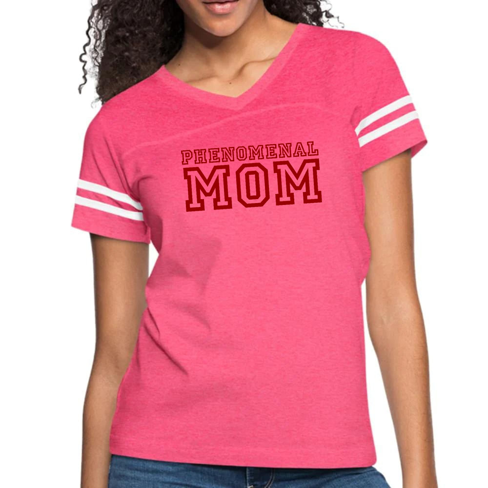 Womens Vintage Sport Graphic T-shirt Phenomenal Mom Red Print - Womens