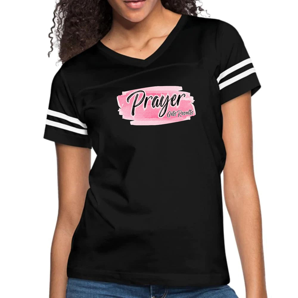 Womens Vintage Sport Graphic T-shirt - Prayer Gets Results