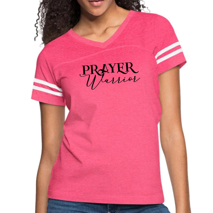 Womens Vintage Sport Graphic T-shirt Prayer Warrior Script Style - Womens