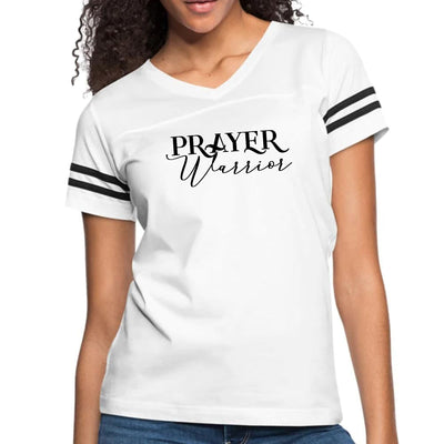 Womens Vintage Sport Graphic T - shirt Prayer Warrior Script Style - T - Shirts