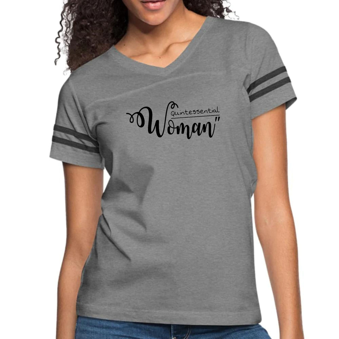 Womens Vintage Sport Graphic T-shirt - Quintessential Woman Black