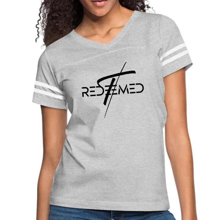 Womens Vintage Sport Graphic T-shirt - Redeemed Cross Black