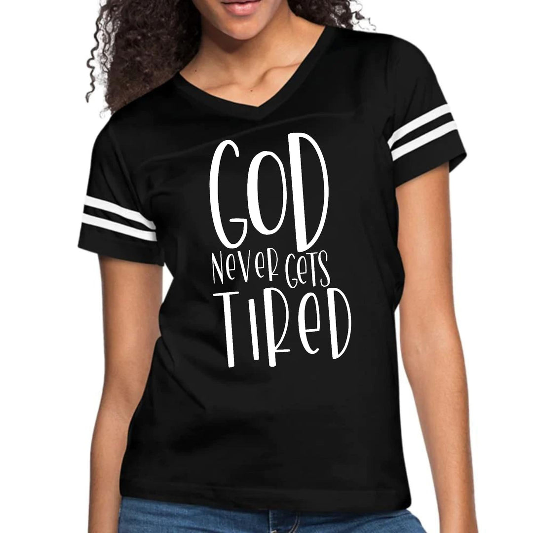 Womens Vintage Sport Graphic T-shirt - Say it Soul - God Never Gets