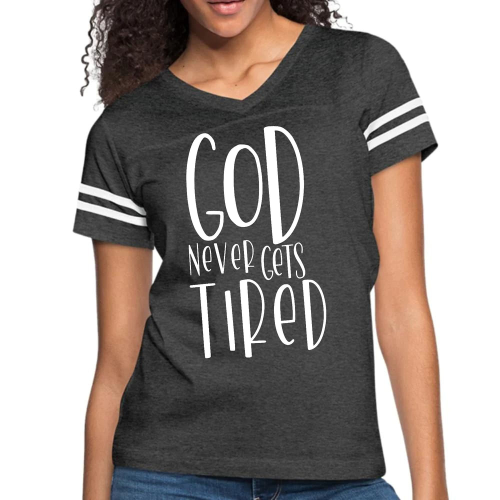 Womens Vintage Sport Graphic T-shirt - Say it Soul - God Never Gets