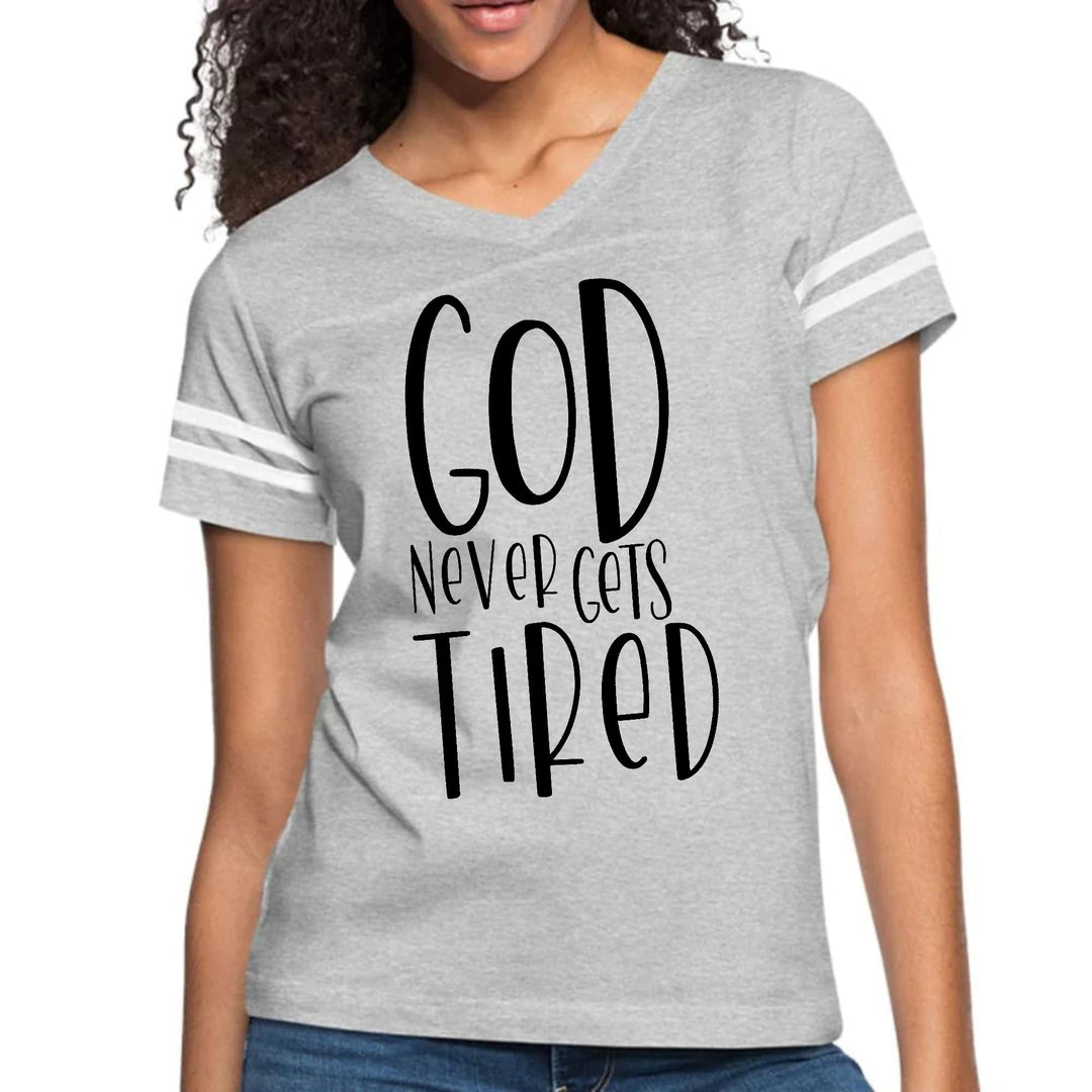 Womens Vintage Sport Graphic T-shirt Say It Soul - God Never Gets - Womens