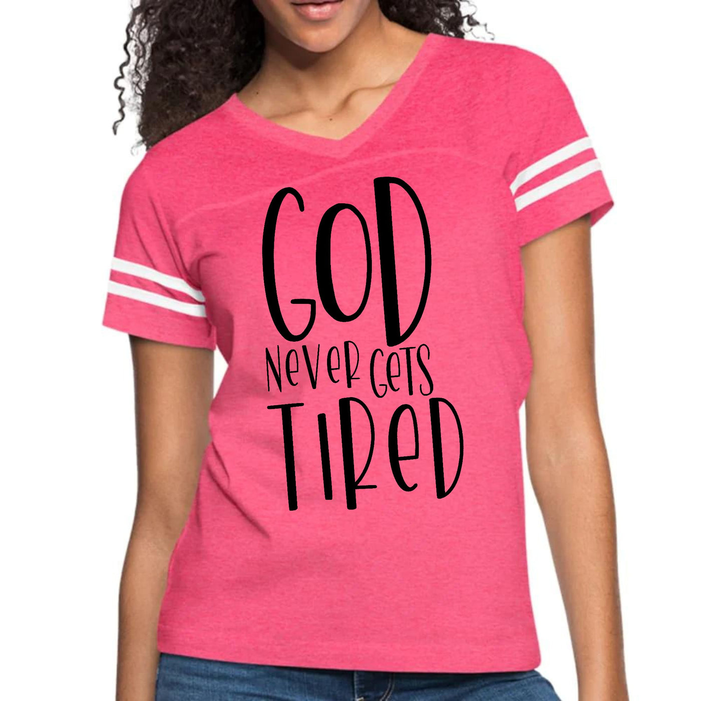 Womens Vintage Sport Graphic T-shirt Say It Soul - God Never Gets - Womens