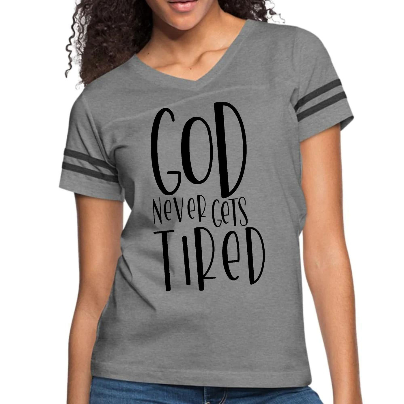 Womens Vintage Sport Graphic T-shirt Say It Soul - God Never Gets - Womens