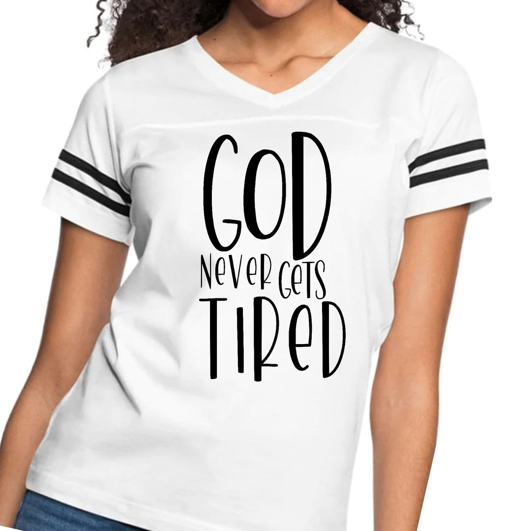 Womens Vintage Sport Graphic T-shirt Say It Soul - God Never Gets - Womens