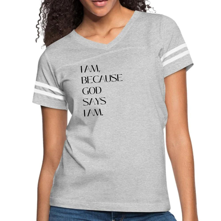 Womens Vintage Sport Graphic T-shirt - Say it Soul - i am Because God