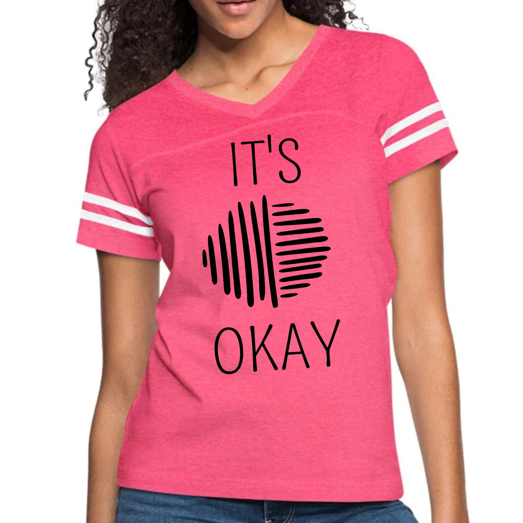 Womens Vintage Sport Graphic T-shirt - Say it Soul - its Okay - Black