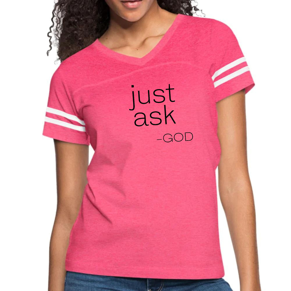 Womens Vintage Sport Graphic T-shirt Say It Soul ’just Ask-god’ - Womens