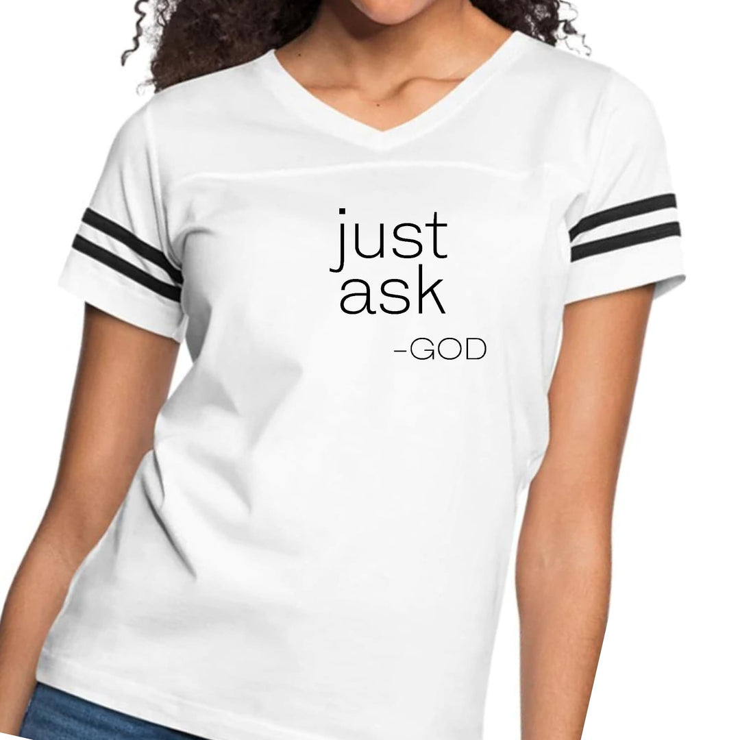 Womens Vintage Sport Graphic T-shirt Say It Soul ’just Ask-god’ - Womens