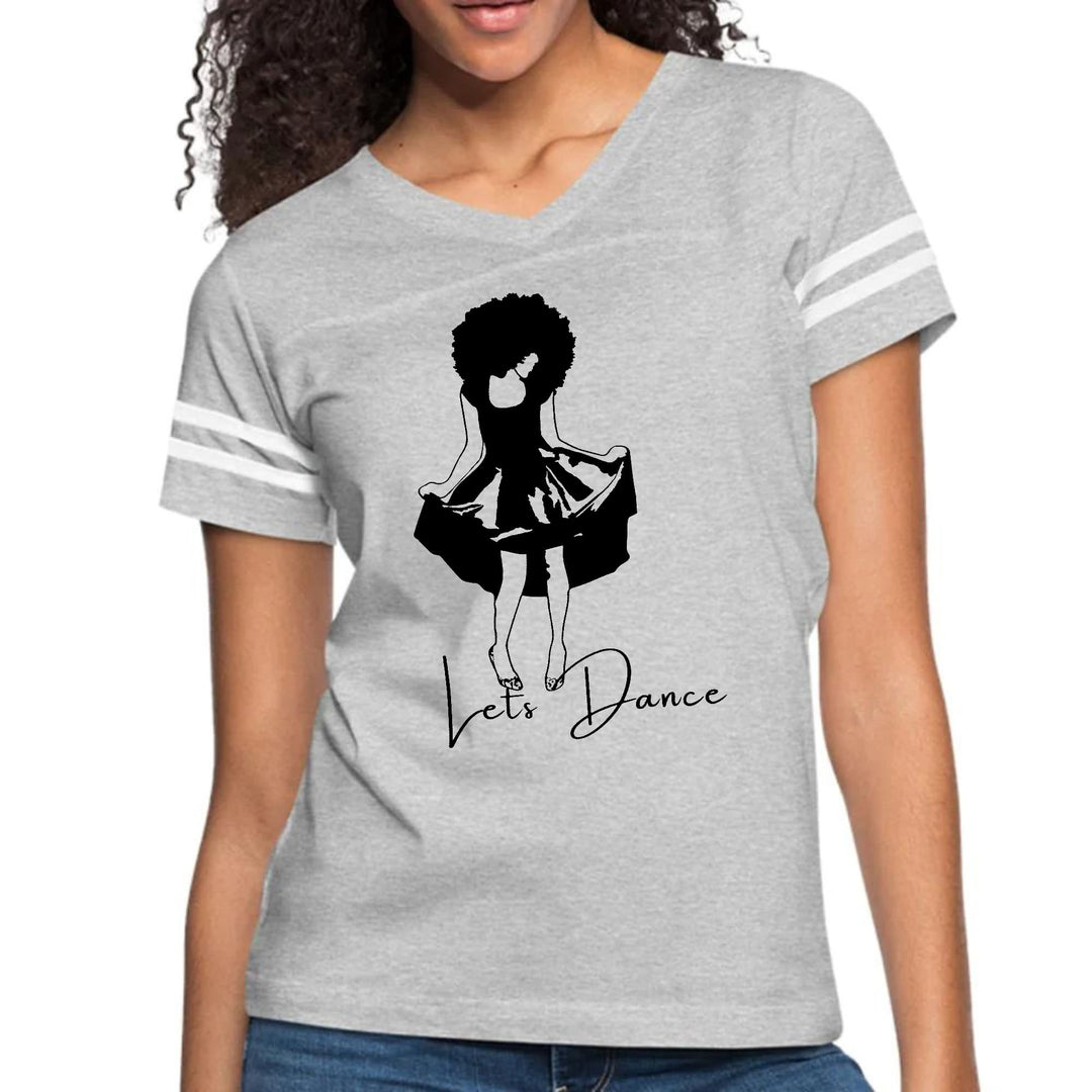 Womens Vintage Sport Graphic T-shirt Say It Soul Lets Dance Black - Womens