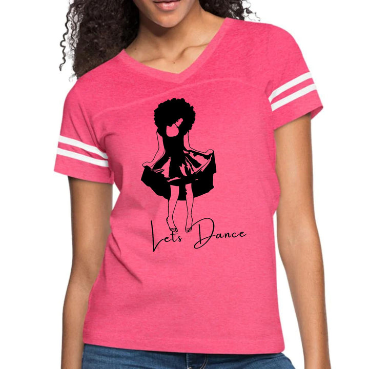 Womens Vintage Sport Graphic T-shirt Say It Soul Lets Dance Black - Womens