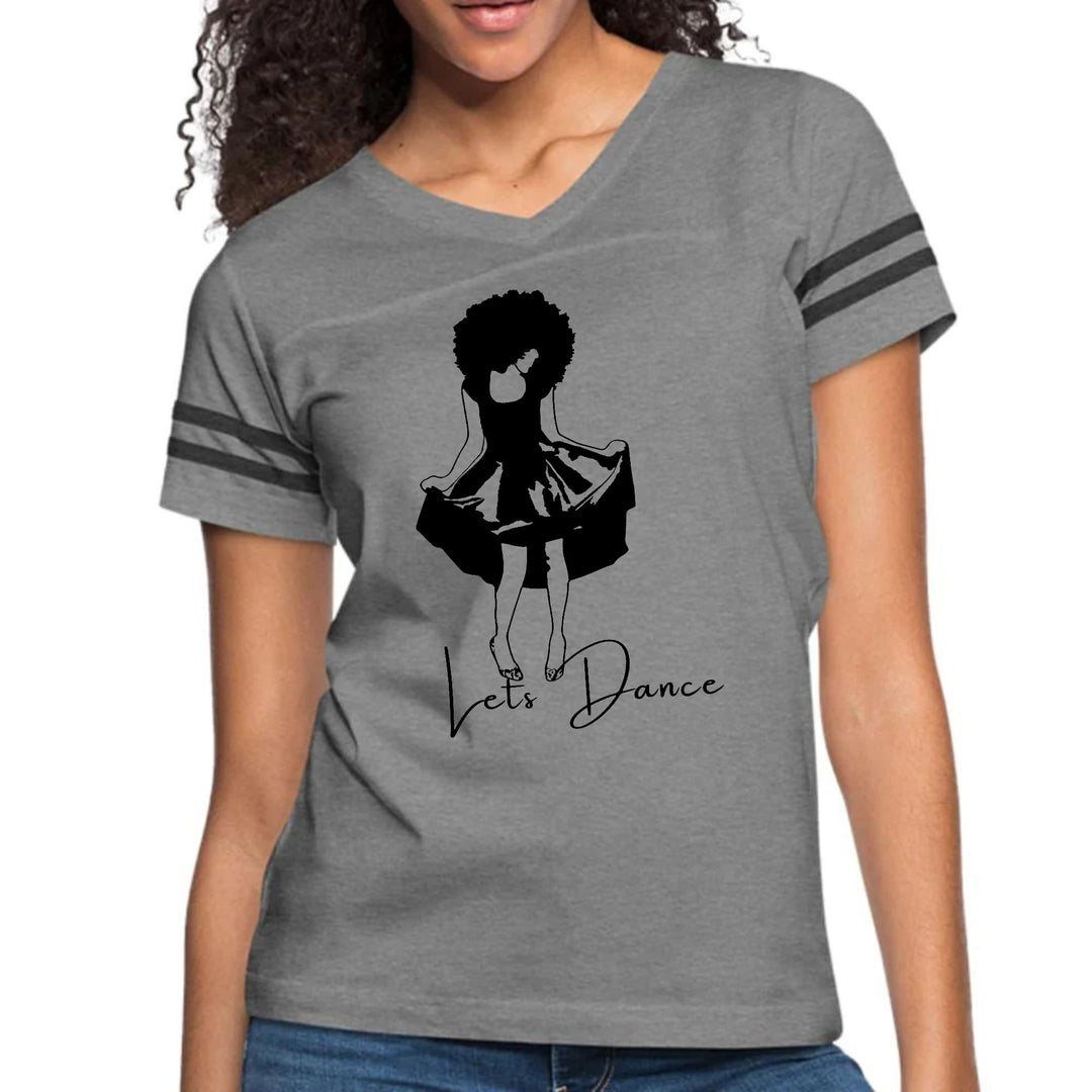 Womens Vintage Sport Graphic T-shirt Say It Soul Lets Dance Black - Womens