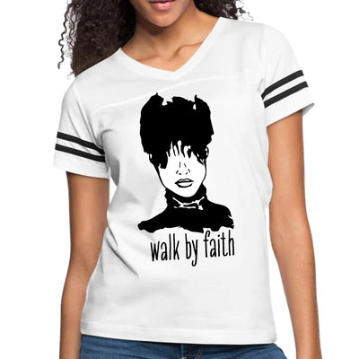Womens Vintage Sport Graphic T-shirt Say It Soul Walk By Faith - Womens