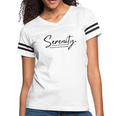 Womens Vintage Sport Graphic T-shirt Serenity - Be Calm Be At Peace - Womens
