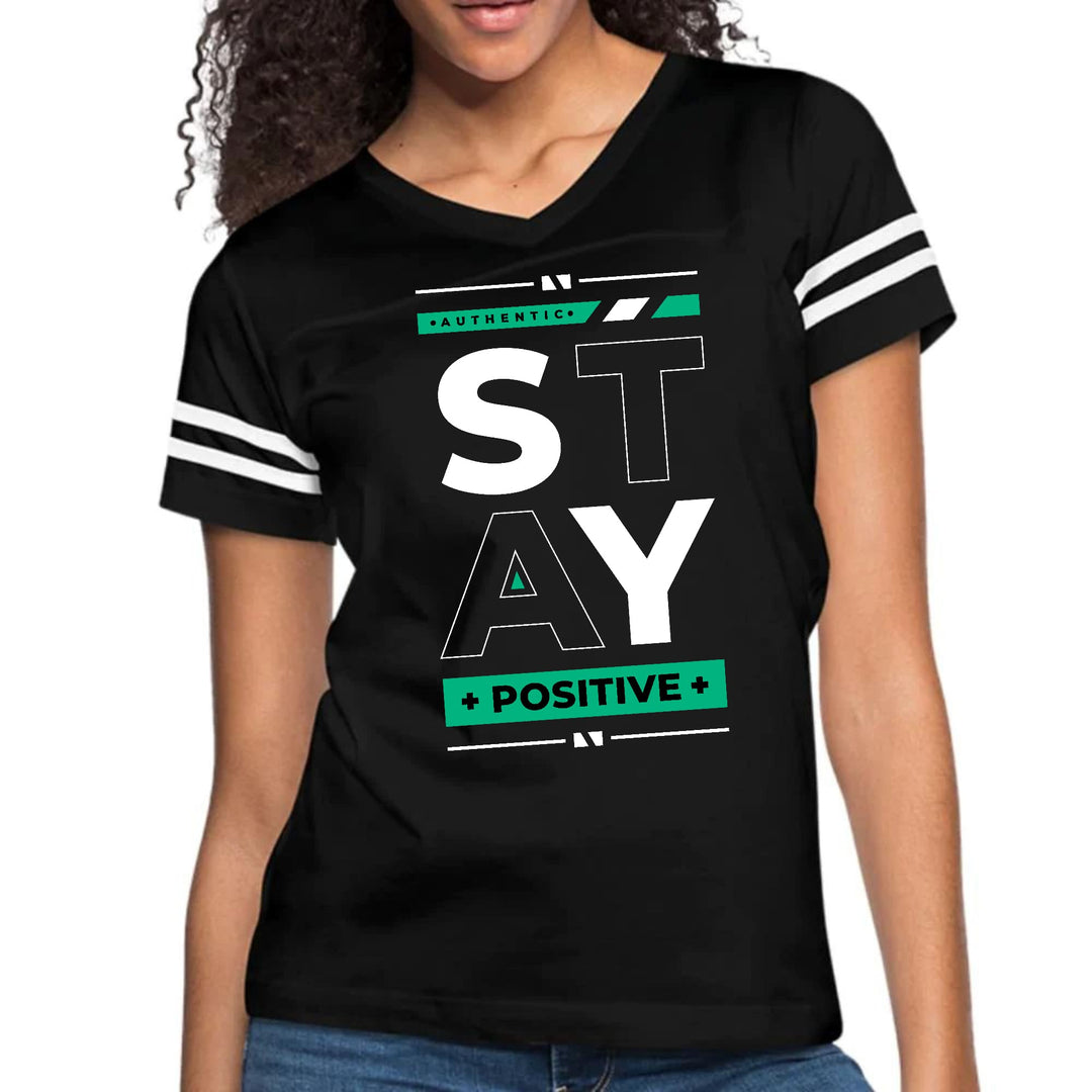 Womens Vintage Sport Graphic T-shirt - Stay Positive - Womens/T-Shirts/Vintage
