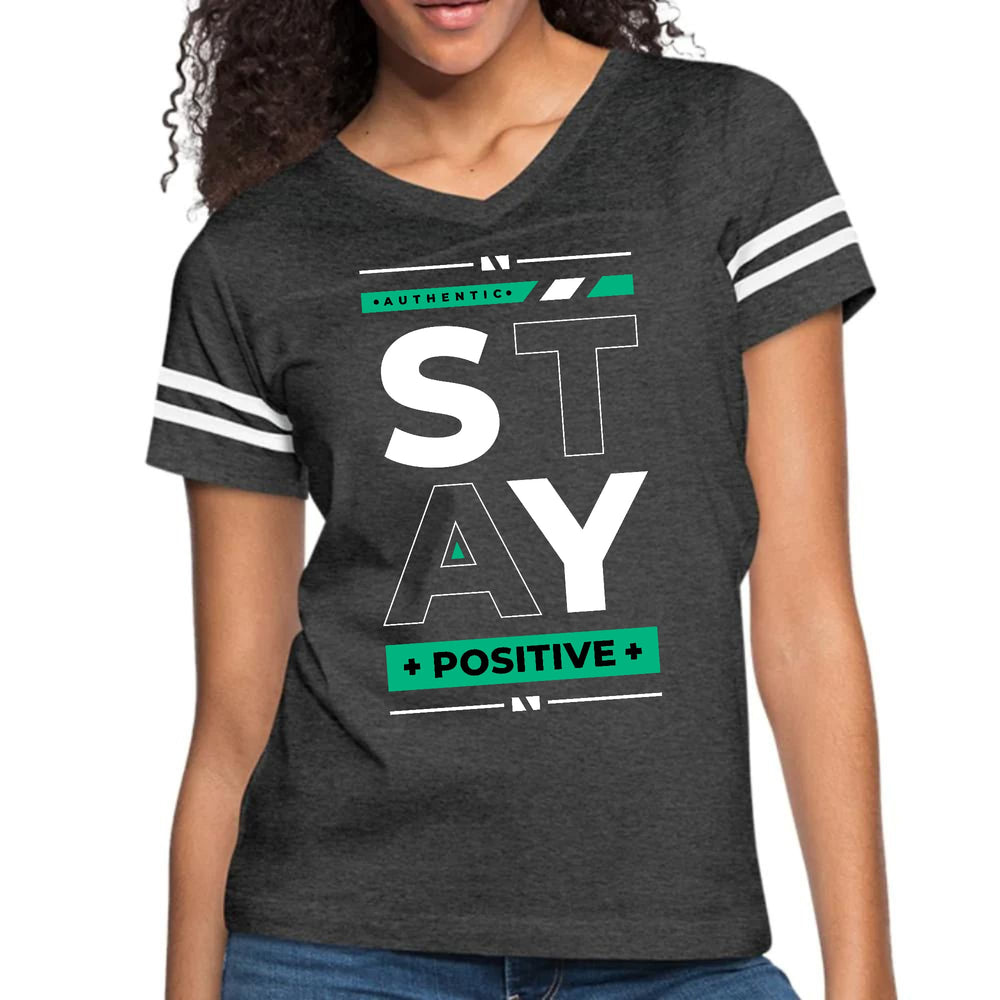 Womens Vintage Sport Graphic T-shirt - Stay Positive - Womens/T-Shirts/Vintage