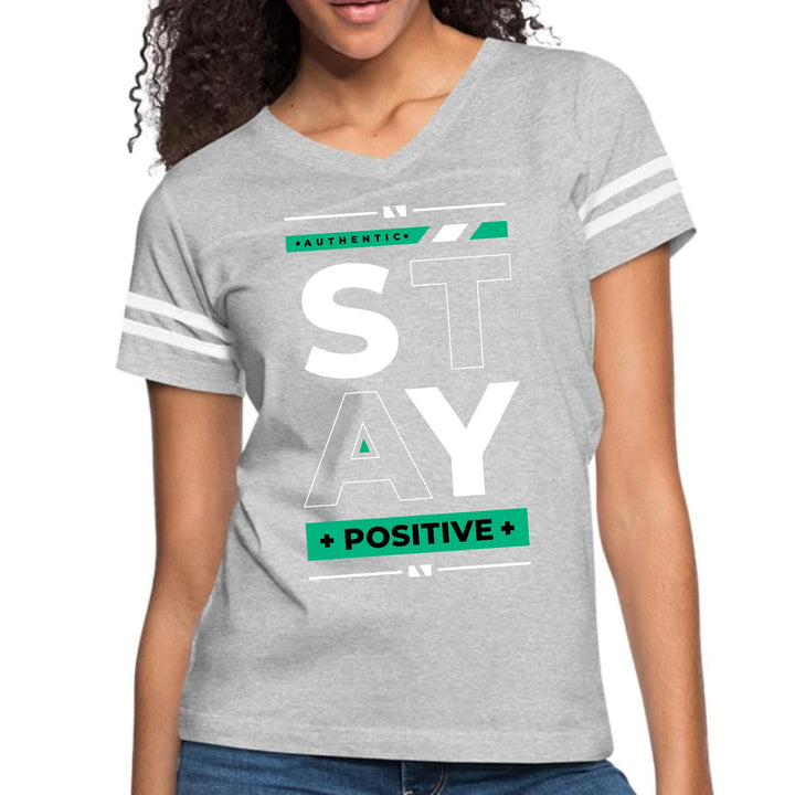 Womens Vintage Sport Graphic T-shirt - Stay Positive - Womens/T-Shirts/Vintage