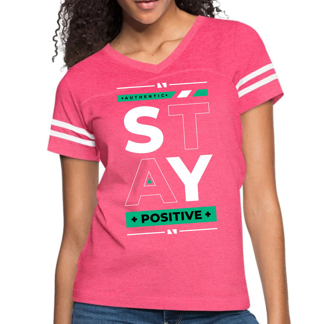 Womens Vintage Sport Graphic T-shirt - Stay Positive - Womens/T-Shirts/Vintage
