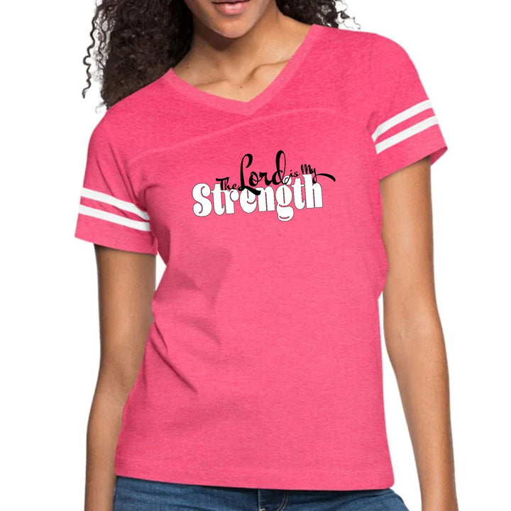 Womens Vintage Sport Graphic T-shirt - the Lord is my Strength Print