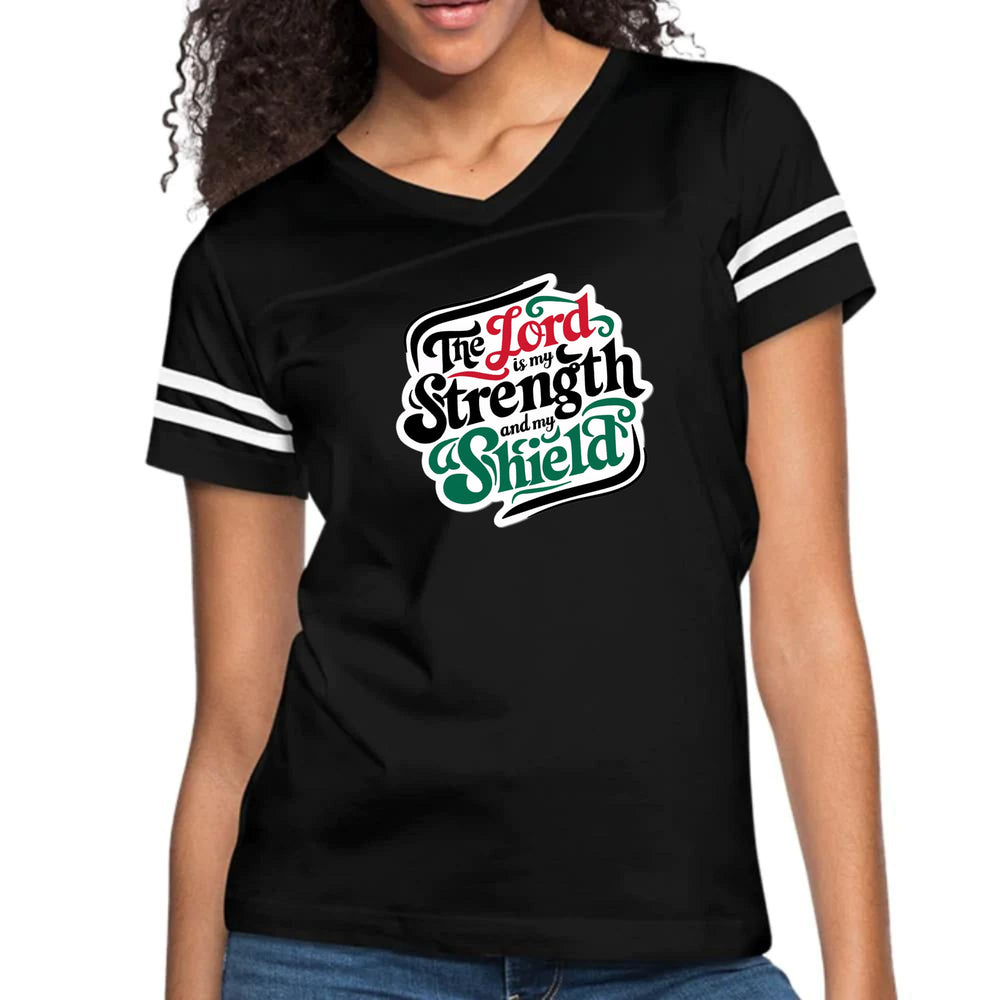 Womens Vintage Sport Graphic T-shirt - the Lord is my Strength