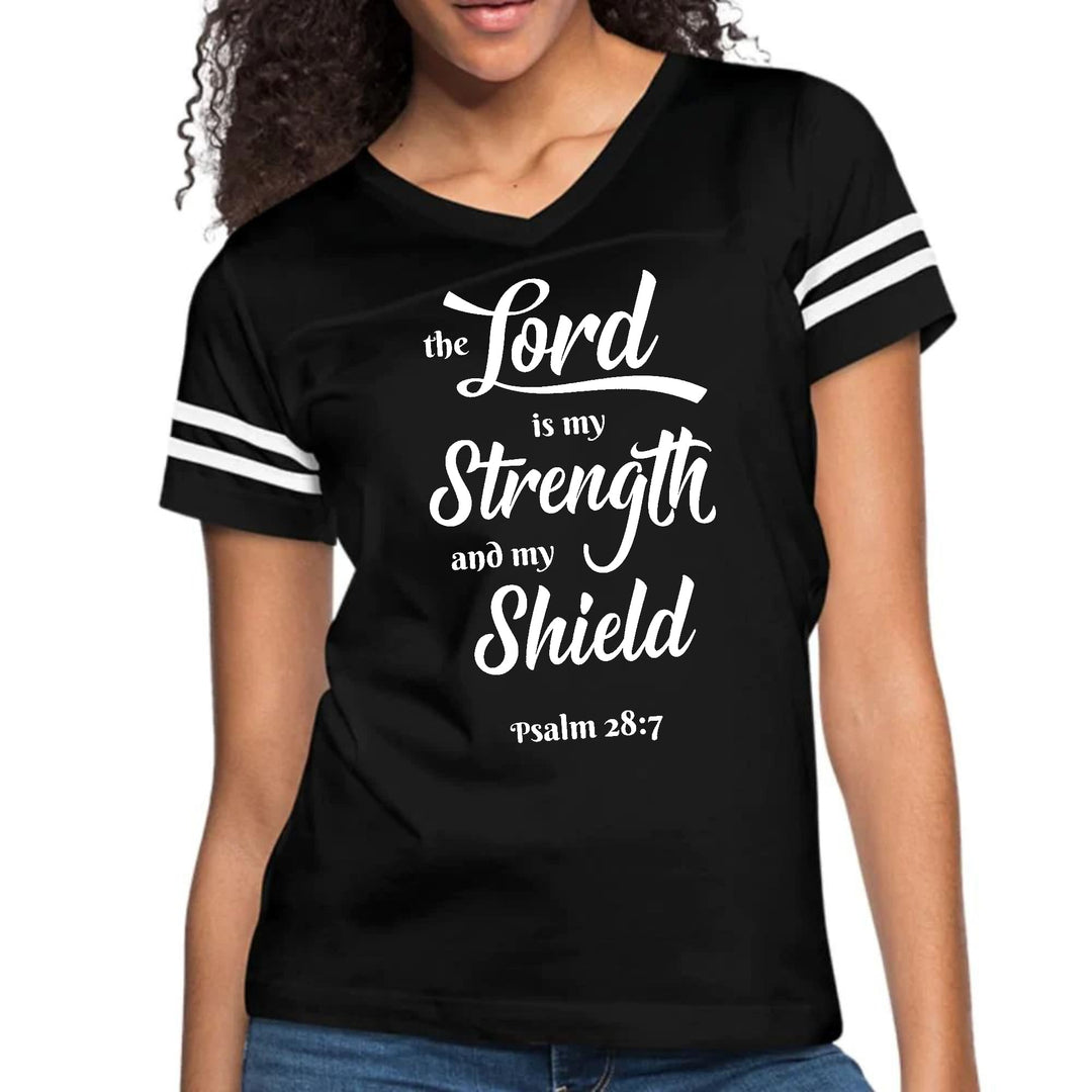 Womens Vintage Sport Graphic T-shirt - the Lord is my Strength