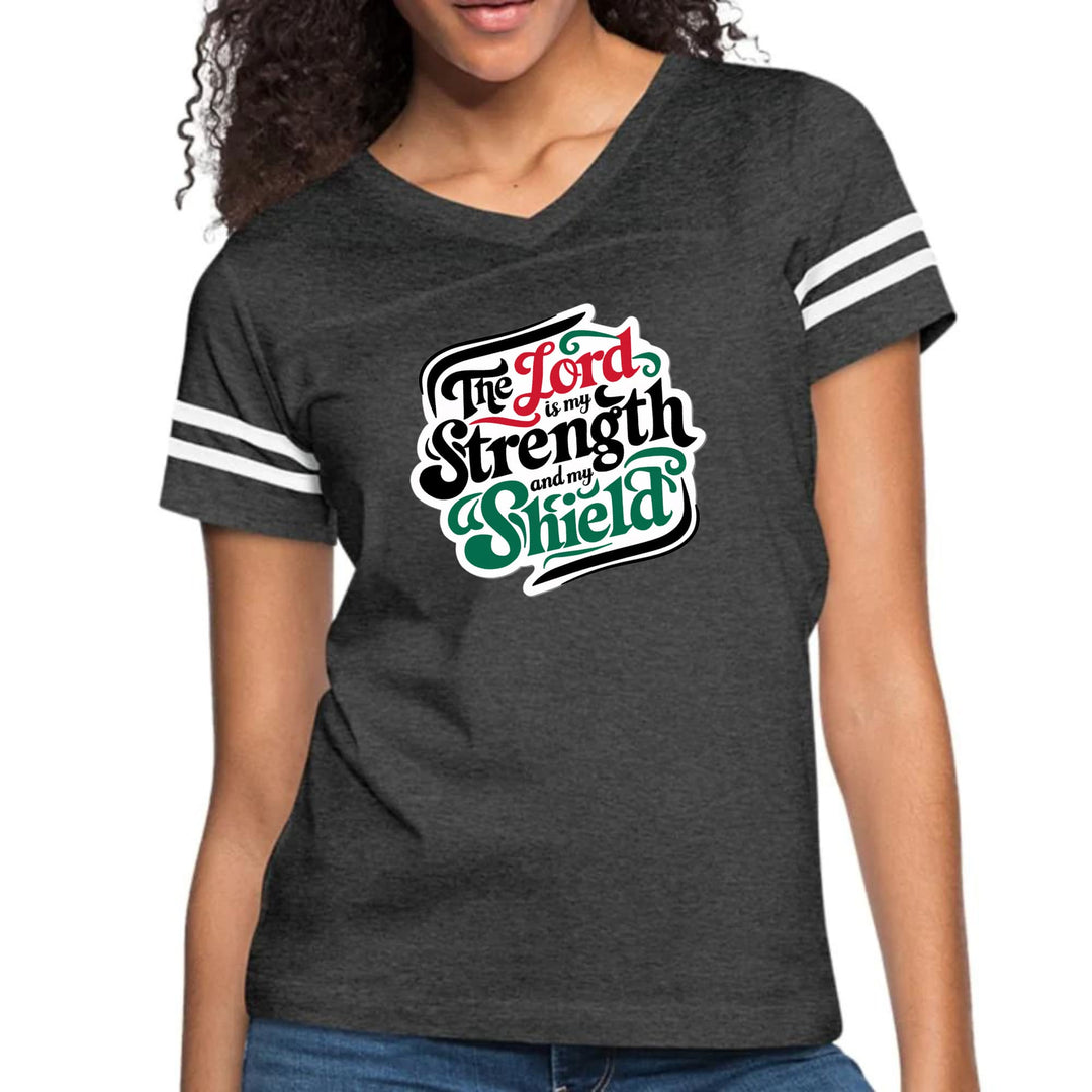 Womens Vintage Sport Graphic T-shirt - the Lord is my Strength