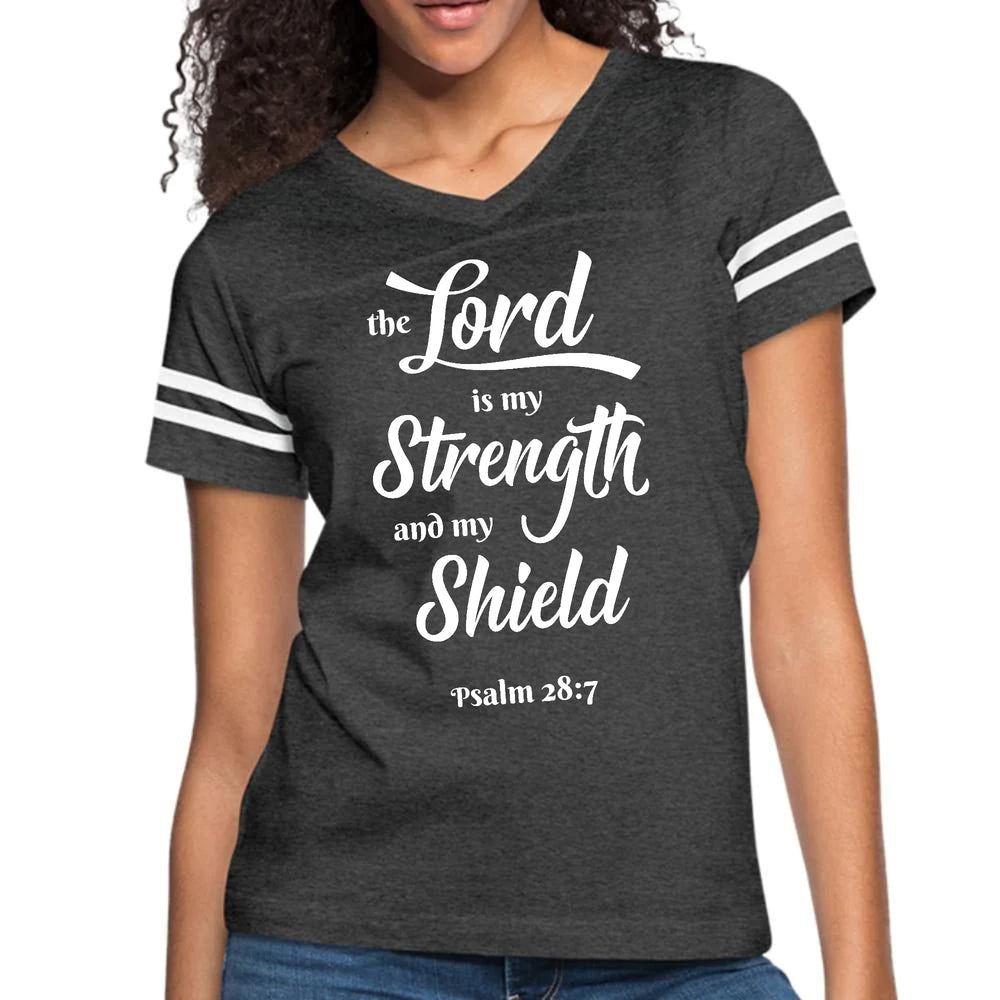 Womens Vintage Sport Graphic T-shirt - the Lord is my Strength