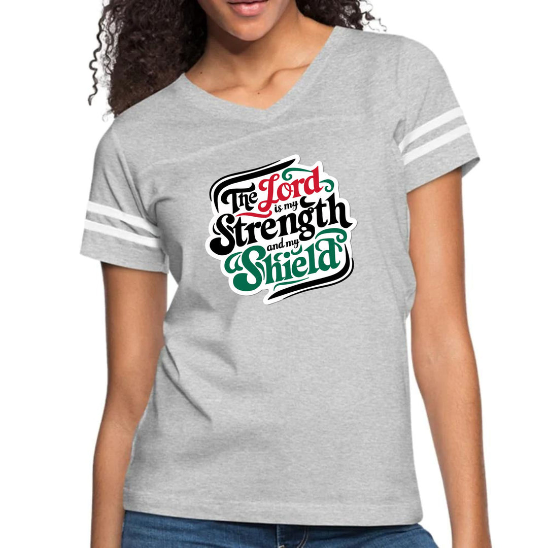Womens Vintage Sport Graphic T-shirt - the Lord is my Strength