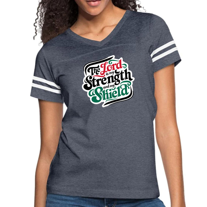 Womens Vintage Sport Graphic T-shirt - the Lord is my Strength