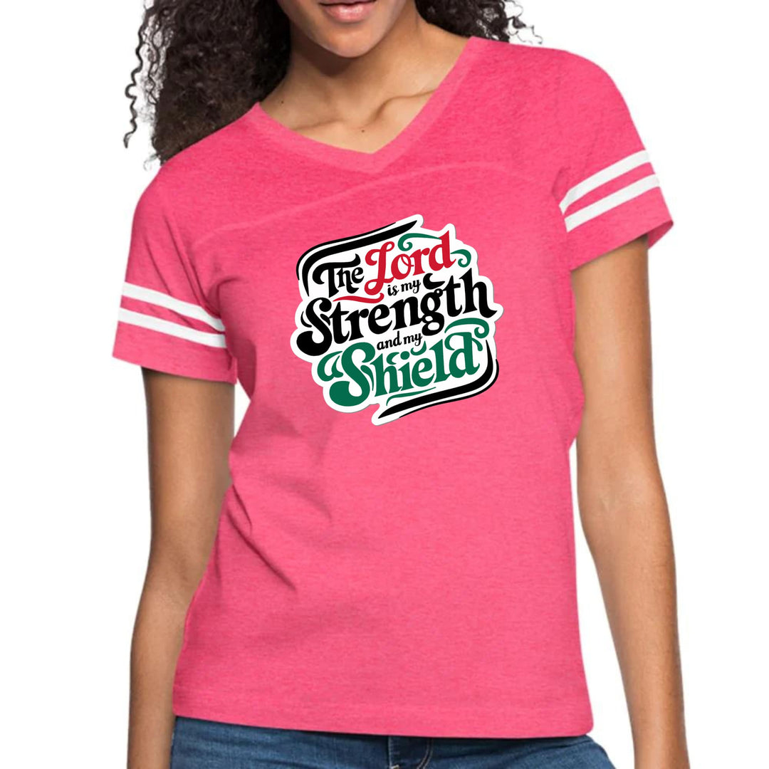 Womens Vintage Sport Graphic T-shirt - the Lord is my Strength