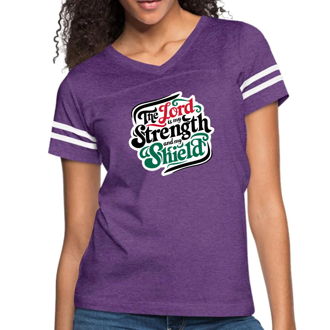 Womens Vintage Sport Graphic T-shirt - the Lord is my Strength