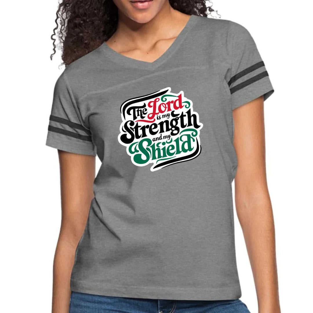 Womens Vintage Sport Graphic T-shirt - the Lord is my Strength