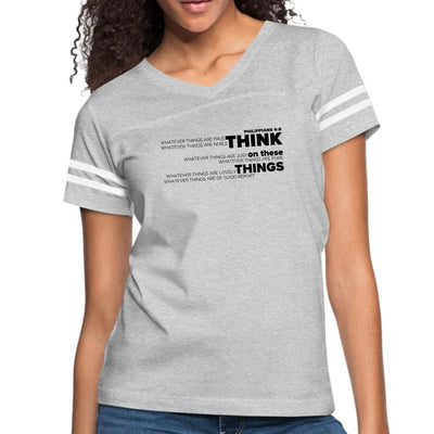 Womens Vintage Sport Graphic T-shirt Think On These Things Black - Womens