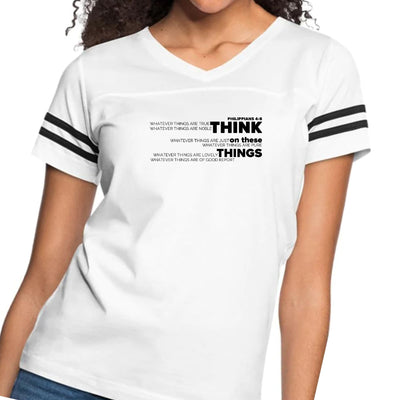 Womens Vintage Sport Graphic T-shirt Think On These Things Black - Womens