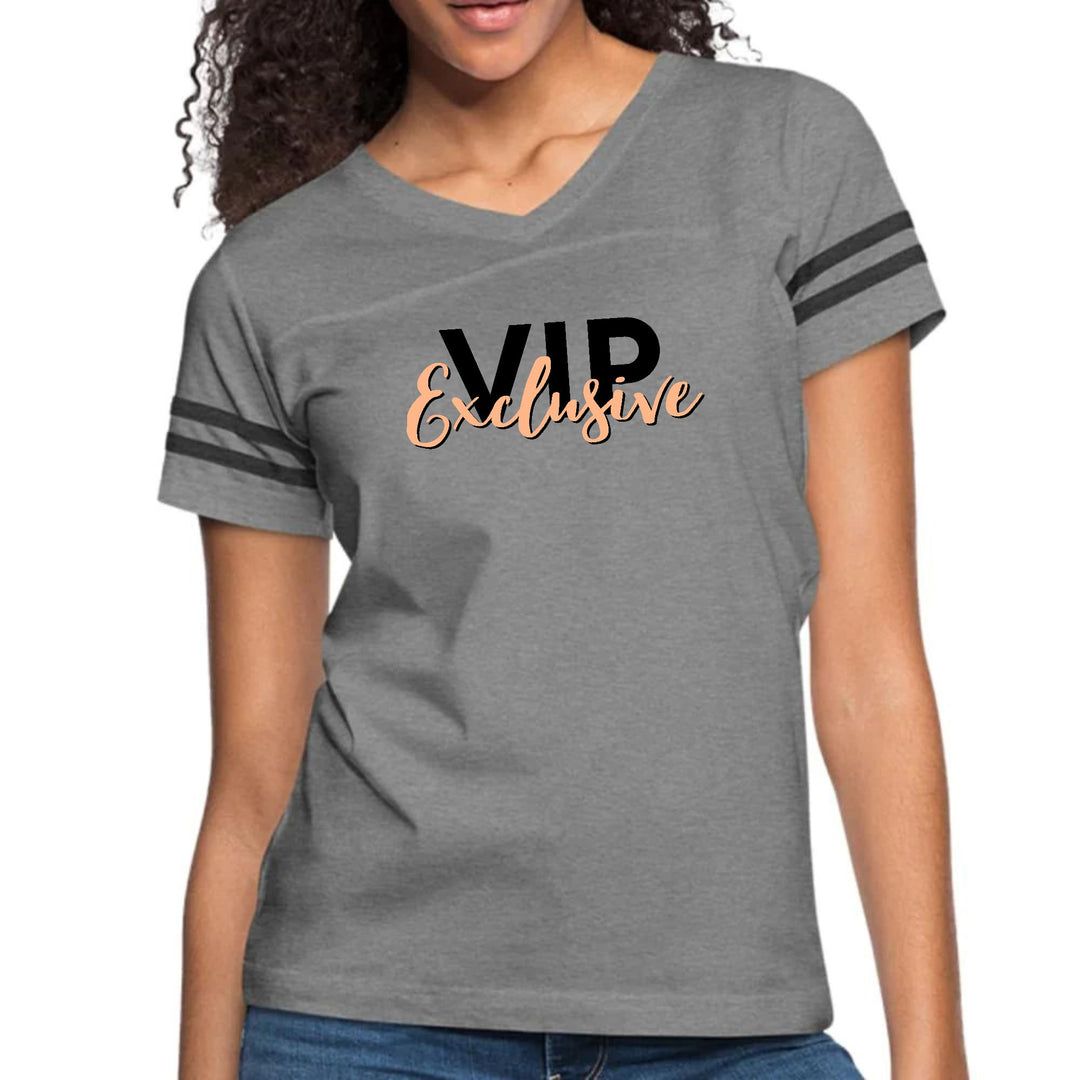 Womens Vintage Sport Graphic T-shirt - Vip Exclusive Black and Beige