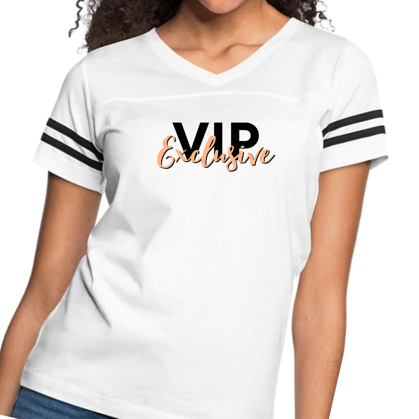 Womens Vintage Sport Graphic T-shirt Vip Exclusive Black And Beige - Womens