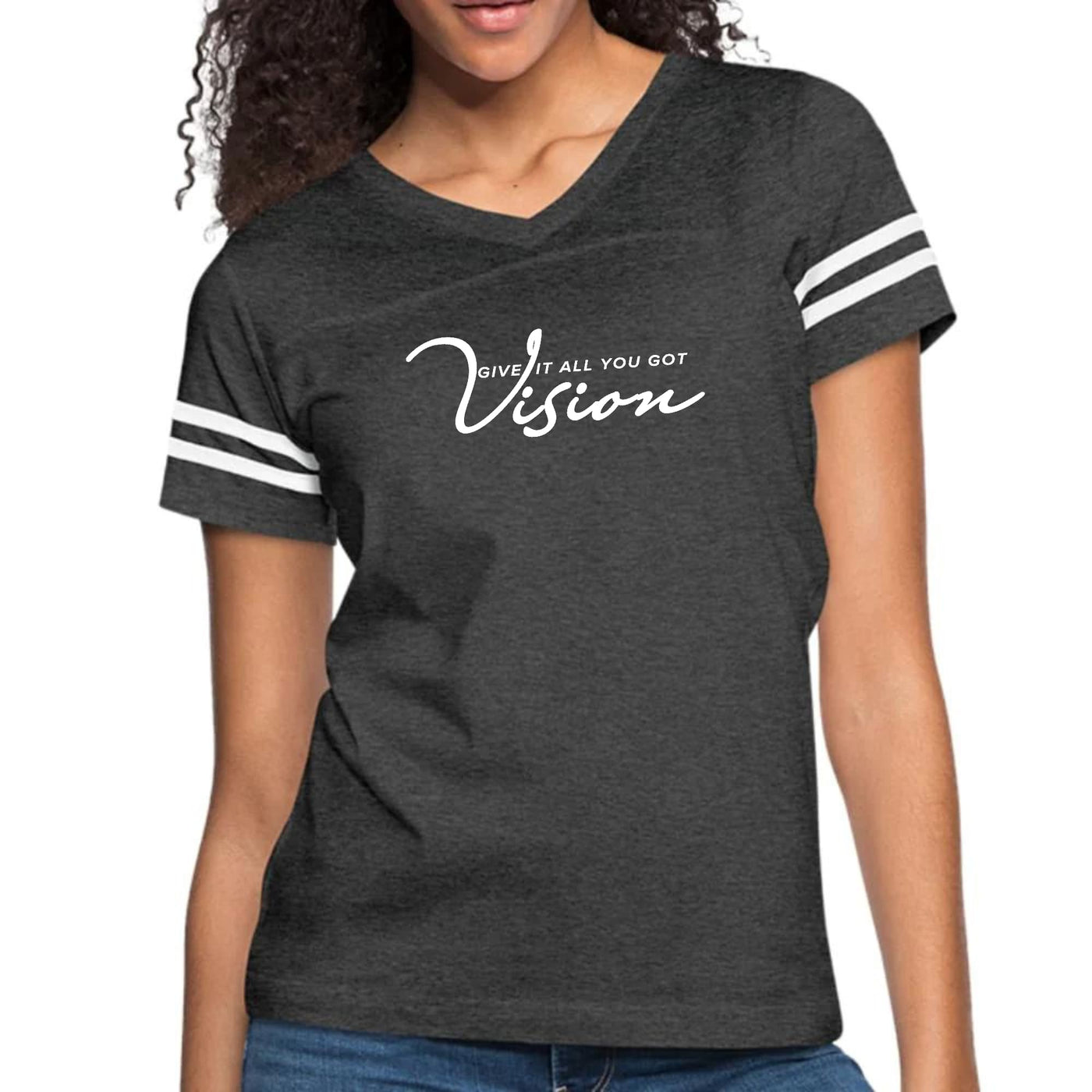 Womens Vintage Sport Graphic T-shirt Vision - Give It All You Got - Womens