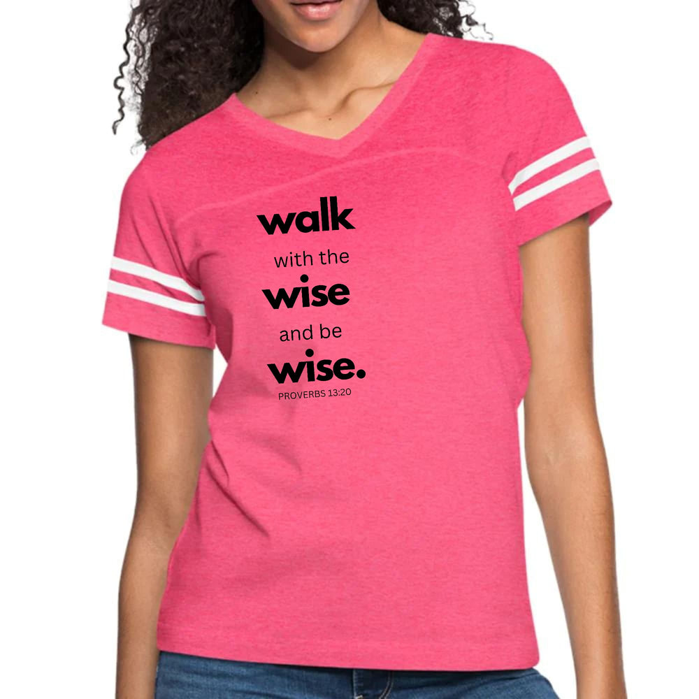 Womens Vintage Sport Graphic T-shirt - Walk with the Wise and be Wise