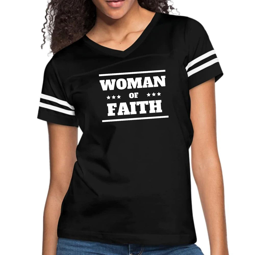 Womens Vintage Sport Graphic T-shirt - Woman of Faith - Womens/T-Shirts/Vintage