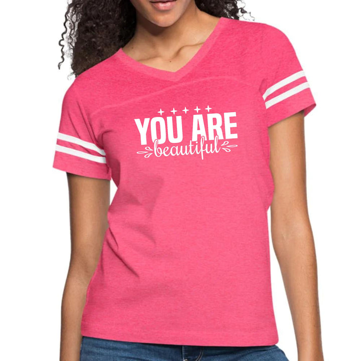 Womens Vintage Sport Graphic T-shirt - you are Beautiful Inspiration